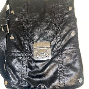 Bolzano Black Leather Crossbody Bag with Silver Accents